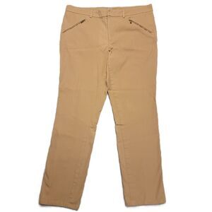 Lauren Ralph Lauren Womens 12  (34x28.5) Pants Chino Dark Khaki Zipper Pockets